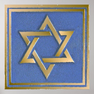 Panel de Arte Estrella de David Azul Dorado