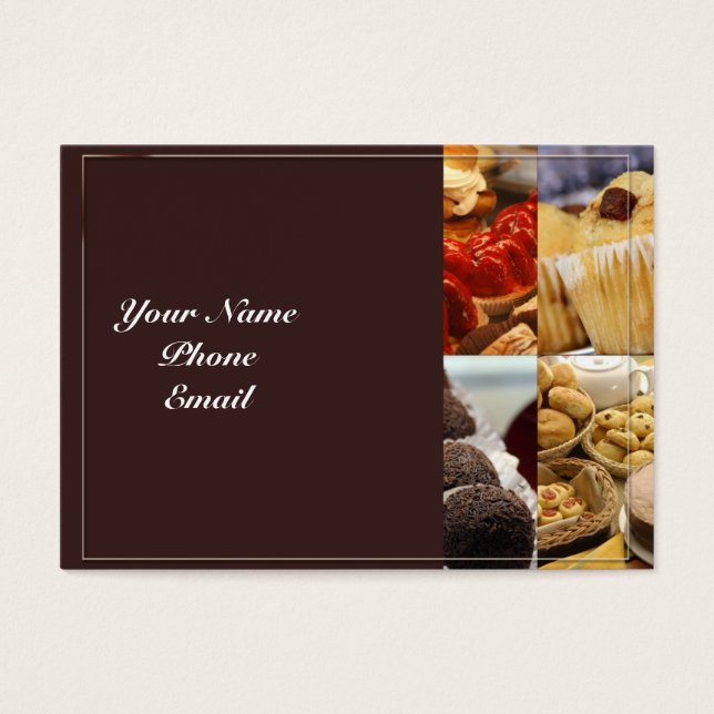 Panel de cuatro postres sobre chocolate marrón (Frente)