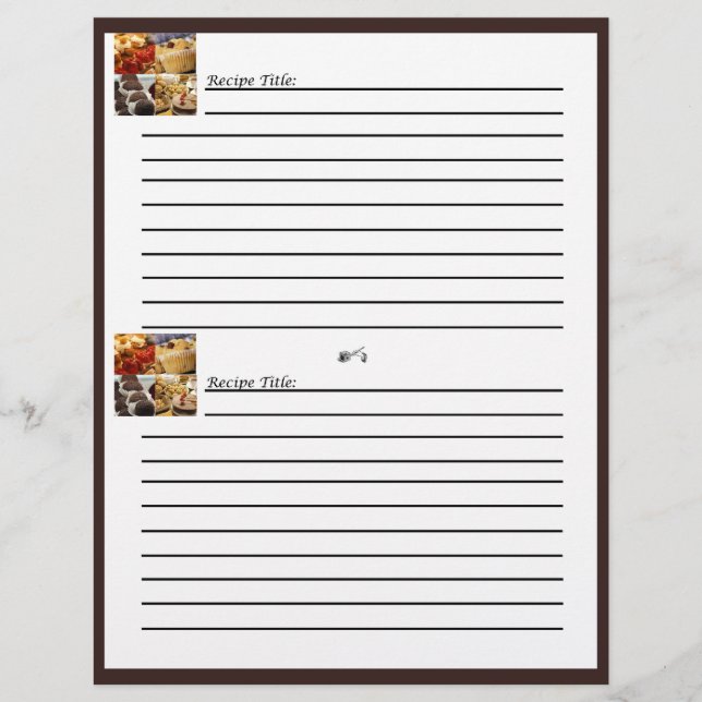 Panel de cuatro postres sobre tarjetas de recetas  (Anverso)