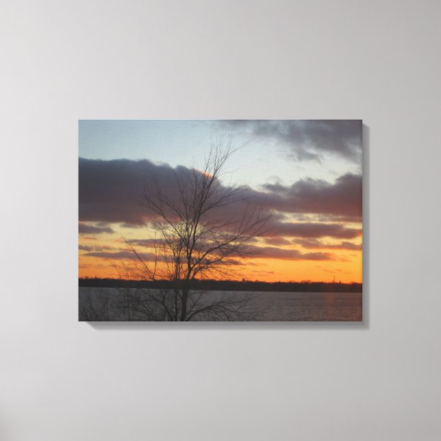 Panel doble de lienzo de Sunset en el lago - 23,17 (Anverso)