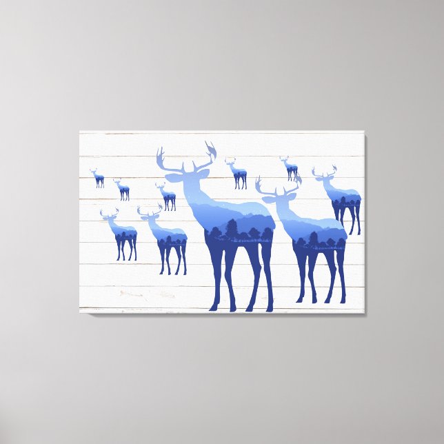 Paneles de lavado blanco de lienzo Art-Blue Deer (Anverso)