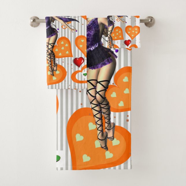 Paneles de toallas de baño de pelo de rayas grises (In situ)