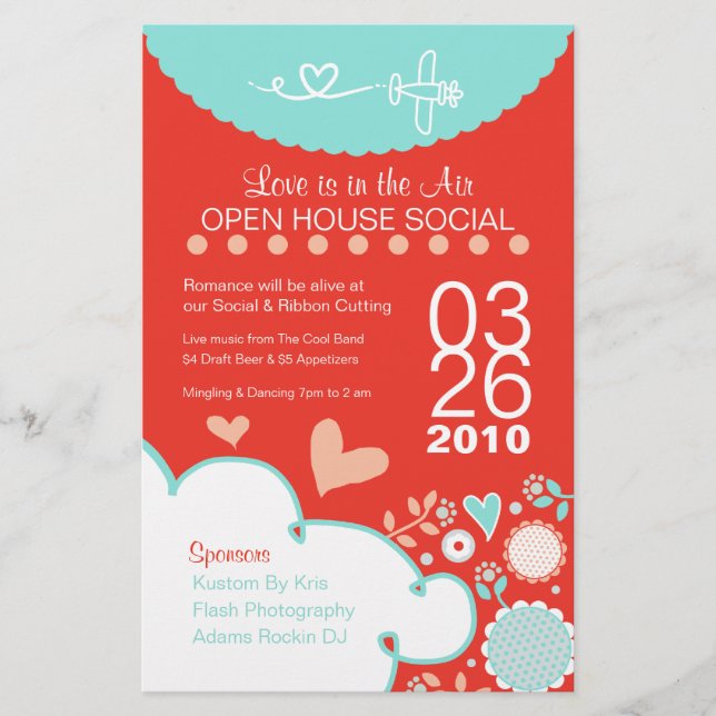 Panfleto de Casa Abierta Amor en el Aire (Frente)