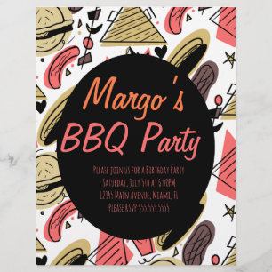 Panfletos de patrón de cumpleaños de barbacoa de d