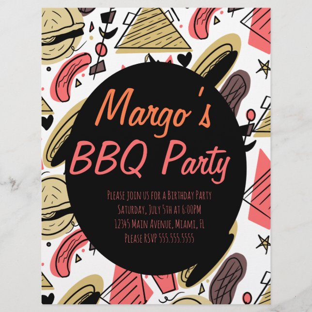 Panfletos de patrón de cumpleaños de barbacoa de d (Frente)