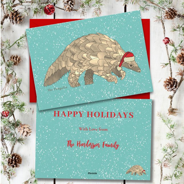 Pangolín Lindo Navidad Especie en Peligro de Extin (Pangolin christmas custom holiday card)
