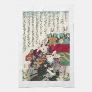 Paño De Cocina 兎の歌舞伎役者, actores del 芳藤 del conejo, Yoshifuji,