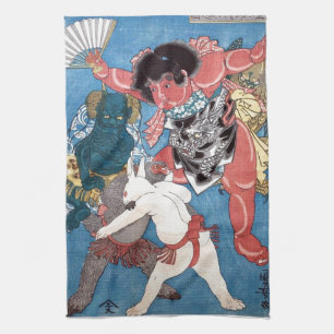 Paño De Cocina 金太郎と動物, 国芳 Kintaro y animales, Kuniyoshi, Ukiyo-e