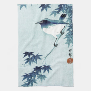 Paño De Cocina 青い鳥, pájaro del 古邨 en el azul, Koson, Ukiyo-e