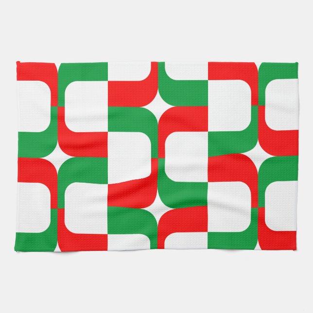 Paño De Cocina 020614 - Rojo y Verde sobre blanco (Horizontal)