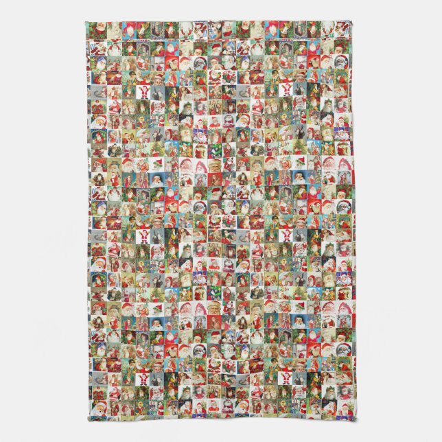 Paño De Cocina 100 Vintage Santas (Vertical)