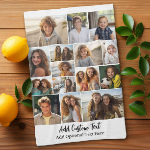 Paño De Cocina 15 Collage de fotos - Texto Personalizado - Blanco