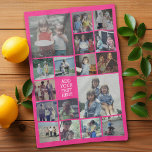 Paño De Cocina 17 Collage de fotos y texto - Puede editar rosa ca<br><div class="desc">Un diseño con un fondo básico de color rosa caliente. Utiliza hasta 17 fotos cuadradas para crear un regalo único y personal. Si necesita ajustar las imágenes,  haga clic en la herramienta personalizar para realizar cambios.</div>