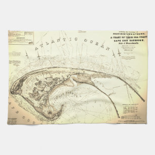 Paño De Cocina (1833) mapas viejo de Provincetown Truro