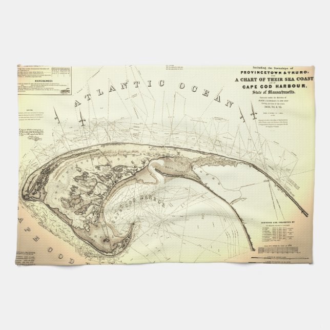 Paño De Cocina (1833) mapas viejo de Provincetown Truro (Horizontal)