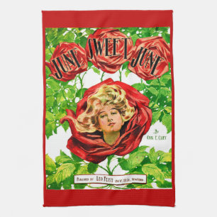 Paño De Cocina 1908 Junio Dulce Junio estampado de la cubierta de