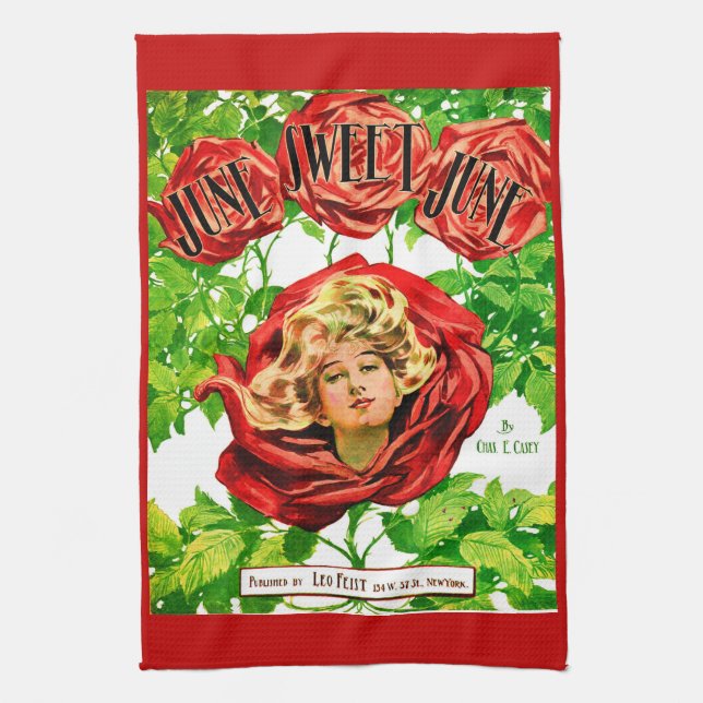 Paño De Cocina 1908 Junio Dulce Junio estampado de la cubierta de (Vertical)