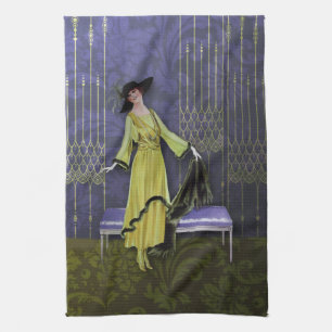Paño De Cocina 1913 DE LUJO: MODA del VINTAGE, chartreuse, bígar