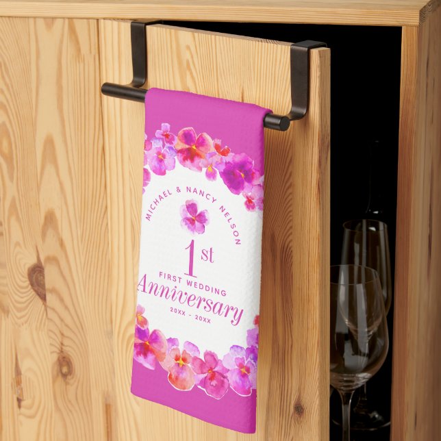 Paño De Cocina 1.ᵉʳ boda fiesta pansy rosa flor (Pliegue de tercios)