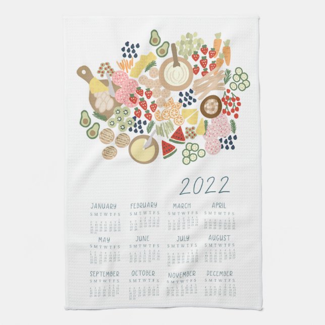 Paño De Cocina 2022 Tea Towel Calendar Charcuterie Board Kitchen (Vertical)