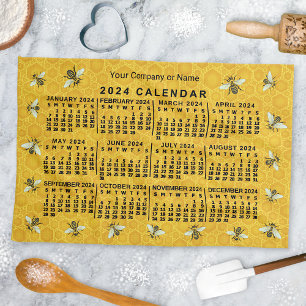 Paño De Cocina 2024 Año calendario Personalizado del Acuario de H