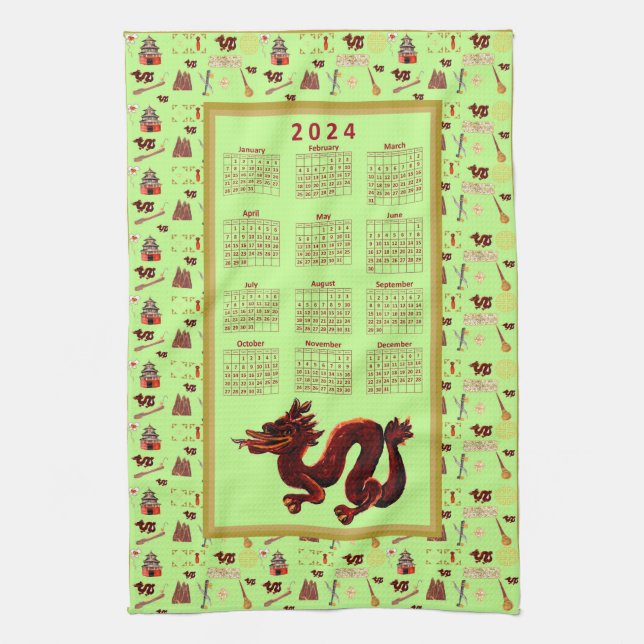 Paño De Cocina 2024 Año natural de la Suerte de la Música Dragóni (Vertical)