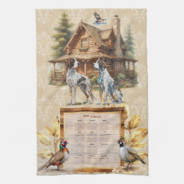 Paño De Cocina 2025 Calendar Towel Pointer Dogs Hunting Lodge