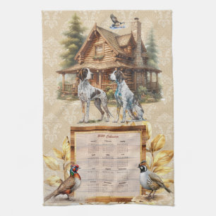Paño De Cocina 2025 Calendar Towel Pointer Dogs Hunting Lodge