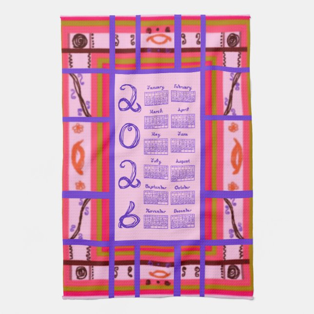 Paño De Cocina 2026 Calendar Girl Power Curvy Plaid Frame (Vertical)