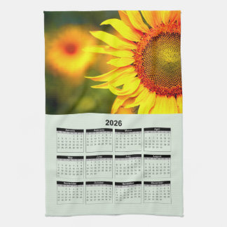 Paño De Cocina 2026 Calendar of Beautiful Yellow Sunflower
