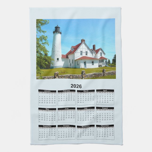 Paño De Cocina 2026 Calendar of Door County Wisconsin Lighthouse  (Vertical)