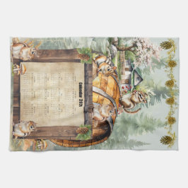 Paño De Cocina 2026 Calendar Towel Cute Chipmunks