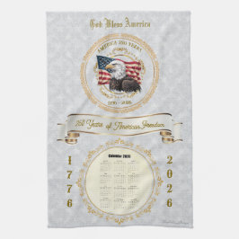 Paño De Cocina 2026 Calendar Towel God Bless America 250 Years