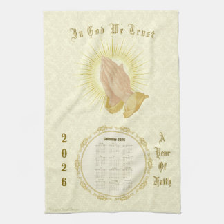 Paño De Cocina 2026 Calendar Towel In God We Trust