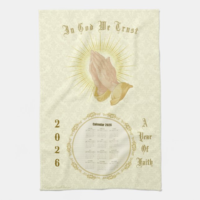 Paño De Cocina 2026 Calendar Towel In God We Trust (Vertical)