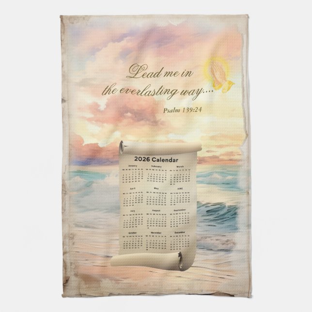 Paño De Cocina 2026 Calendar Towel Inspirational Psalm 139 (Vertical)
