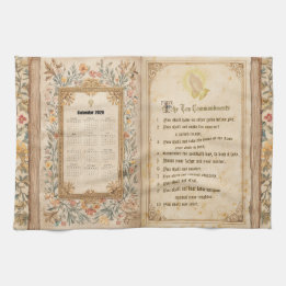 Paño De Cocina 2026 Calendar Towel Ten Commandments Monastic