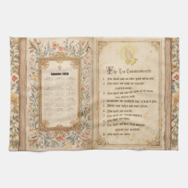 Paño De Cocina 2026 Calendar Towel Ten Commandments Monastic 