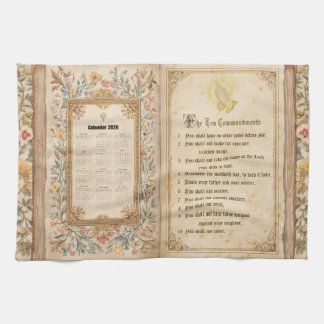 Paño De Cocina 2026 Calendar Towel Ten Commandments Monastic