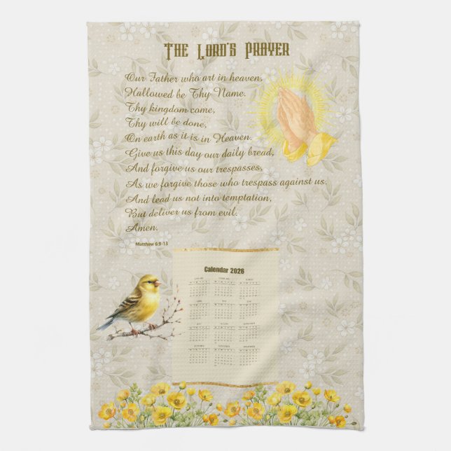 Paño De Cocina 2026 Calendar Towel The Lord's Prayer (Vertical)