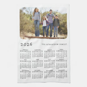 Paño De Cocina 2026 Calendario Nombre de familia Foto Blanco senc
