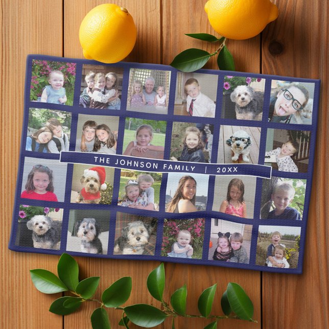 Paño De Cocina 24 Collage de plantillas de fotos con texto Person (Custom Kitchen Towel with Photo Collage)