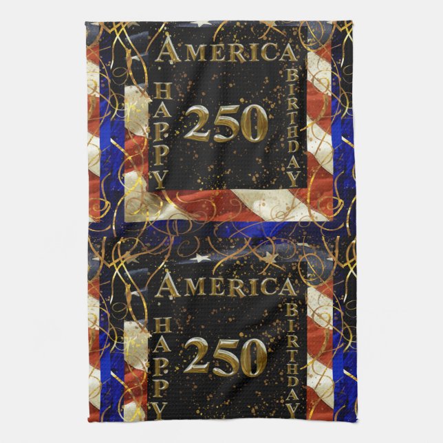 Paño De Cocina ¡250º Cumpleaños Feliz América! (Vertical)