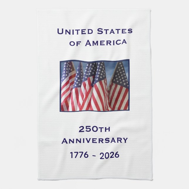 Paño De Cocina 250th Anniversary USA Patriotic American Flags (Vertical)