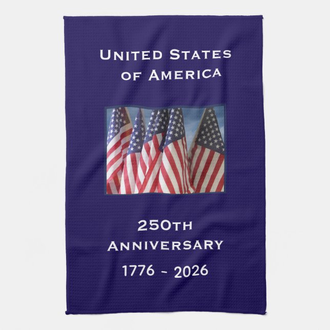 Paño De Cocina 250th Anniversary USA Patriotic American Flags (Vertical)