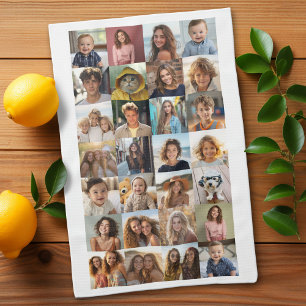 Paño De Cocina 28 Collage de fotos - Personalizado Texto - Blanco
