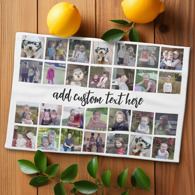 Paño De Cocina 28 Cuadrícula de Collage de fotos - 1 Cuadro de te (Custom Kitchen Towel with Photo Collage)