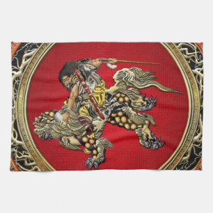 Paño De Cocina [300] Hokusai - Shoki Riding Shishi Lion