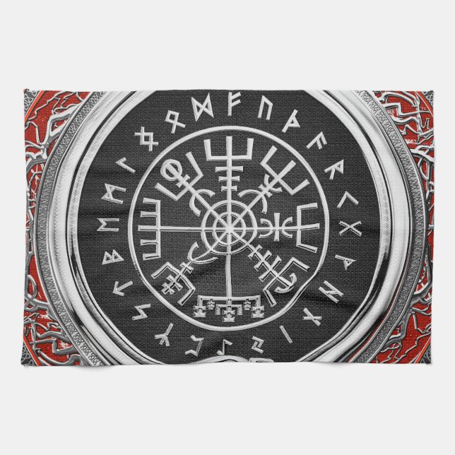 Paño De Cocina [300] Vegvisir - Viking Silver Magic Runic Compass (Horizontal)