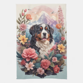 Paño De Cocina 3.D Fantasía Floral Bernese Mountain Pájaros de ca